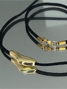 Gold Accent Black Cord Women's Necklace - Elegant Minimalist Pendant